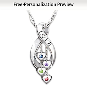 Birthstone & Diamond Family Personalized Pendant Necklace