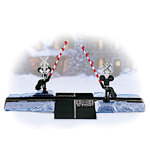 Winter Crossing Gate And Block Train Accessory