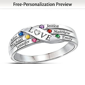 Diamond & Birthstone Family Together Personalized Ring