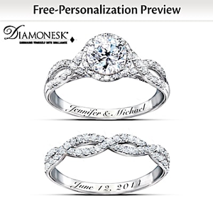 4-Carat Simulated Diamond Personalized Bridal Ring Set