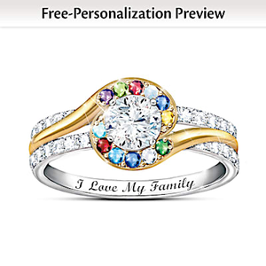 Genuine Birthstone Love Of Family Personalized Ring