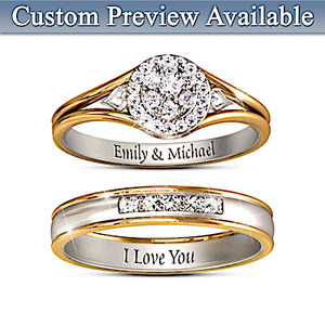 Together Forever Personalized Diamond Bridal Ring Set