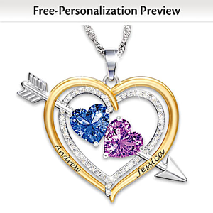 Birthstone Love Struck Personalized Pendant Necklace