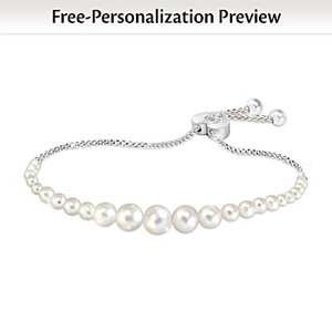 Diamond & Cultured Pearl Daughter Personalized Bracelet