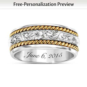 Western Romance Personalized Men's Wedding Ring