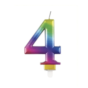 Metallic Rainbow Number 4 Birthday Candle 9cm