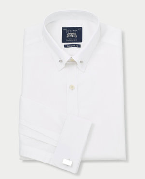 White Extra Slim Fit Pin Collar Shirt - Double Cuff