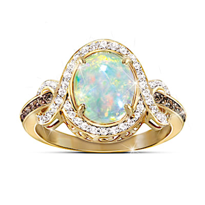 Opal And Diamond Ring Size 8.5