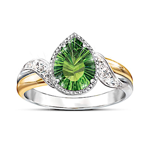 Majestic Helenite And Diamond Ring Size 7