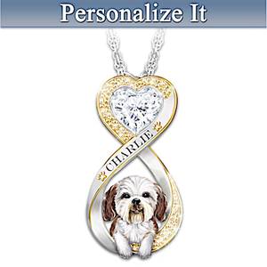 Always In My Heart Shih Tzu Personalized Pendant Necklace