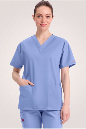 Dickies EDS Signature Women's V-Neck Scrub Top, Ciel