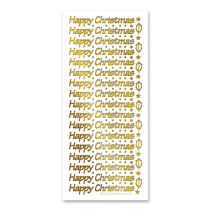 Happy Christmas Gold Self Adhesive Peel Off Stickers