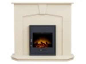Adam Abbey Fireplace in Stone Effect with Oslo Electric Fire in Black, 48 Inch