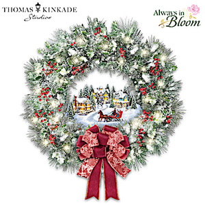 Thomas Kinkade A Holiday Homecoming Wreath