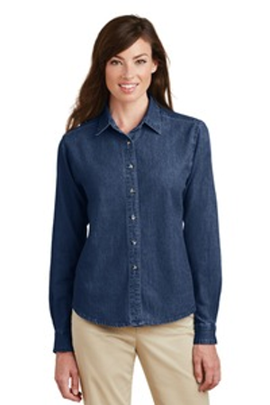 Port & Company LSP10 Ladies Long Sleeve Value Denim Shirt