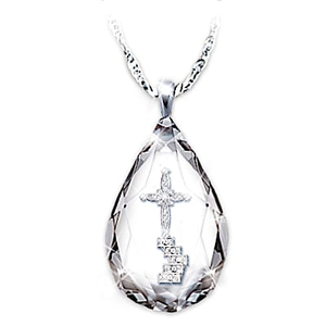 Solid Sterling Silver Cross Loving Memories Pendant Necklace