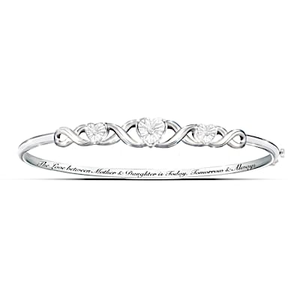 3-Diamond Mother & Daughter, Love Always Bangle Bracelet