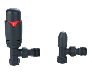 Angled Thermostatic Radiator Valve & Lockshield – Anthracite
