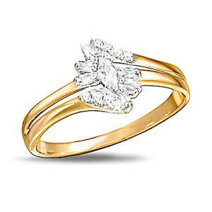 Fire And Ice 10K Solid Gold And Diamond Ring Size 7