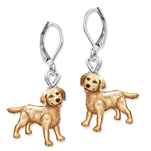 Golden Retriever Playful Pup Earrings