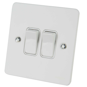 16A 2 Gang 2 Way Switch White Insert Painted White