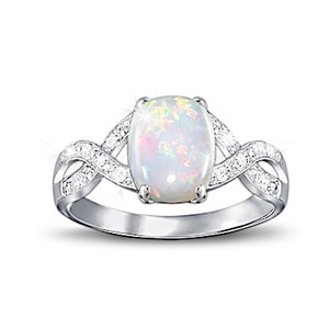 Shimmering Elegance Opal And Diamond Ring Size 9