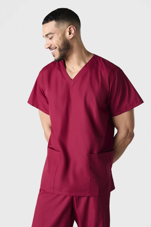 Unisex Lightweight Scrub Top, Burgundy