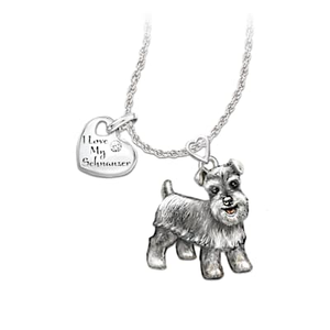 Playful Pup Diamond Pendant Necklace - Schnauzer