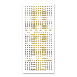 4mm Tiny Uppercase Letters  Gold Self Adhesive Stickers