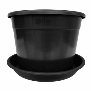 Black Recycled Plastic Plant Pots and Saucers (1L-80L Sizes) - 25Lt Pot + Saucer, 1