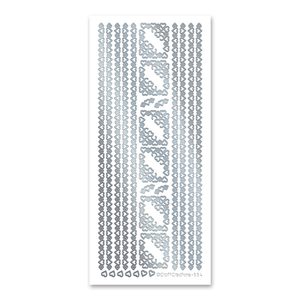 Heart Border  Silver Self Adhesive Stickers