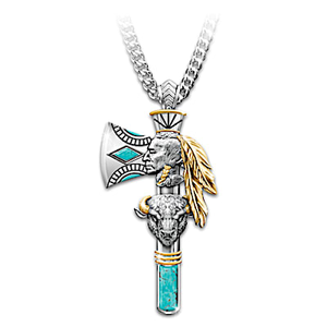 Genuine Turquoise Pride Of The West Pendant Necklace