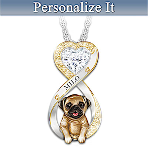 Always In My Heart Pug Personalized Pendant Necklace