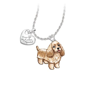 Playful Pup Diamond Pendant Necklace - Cocker Spaniel