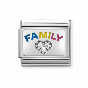 Nomination CLASSIC Silvershine Family Zirconia Heart Charm 330306/08 *