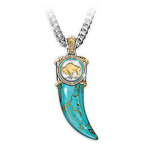 Genuine Turquoise Stone Spirit Of The West Pendant Necklace