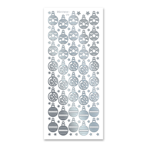 Christmas Baubles (S) Silver Self Adhesive Peel Off Stickers