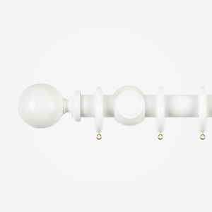 35mm Oxford Bright White Ball Finial Curtain Pole
