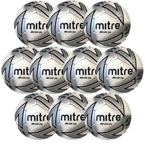 Mitre Junior Impel Lite Football | (Age U12-U14) | 370G | Pack of 10 - WHITE BLACK