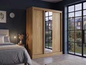 LPD Devon Oak 3 Door Sliding Mirrored Wardrobe