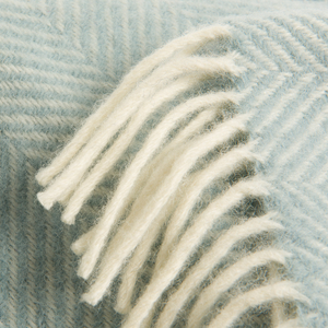 Duck Egg Herringbone Pure Wool Throw