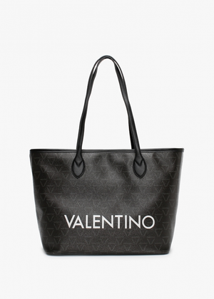 Liuto Black Repeat Logo Tote Bag