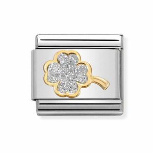 Nomination CLASSIC Gold Glitter 4-Leaf Clover Charm 030220/03 *