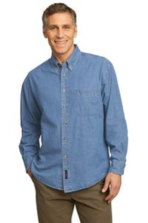 Port & Company SP10 Long Sleeve Value Denim Shirt