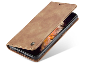 CaseMe Slim Synthetic Leather Wallet Case with Stand for Samsung Galaxy A31 - Tan