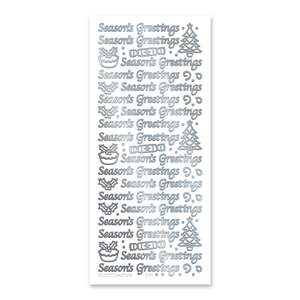Seasons Greetings  Silver Self Adhesive Stickers