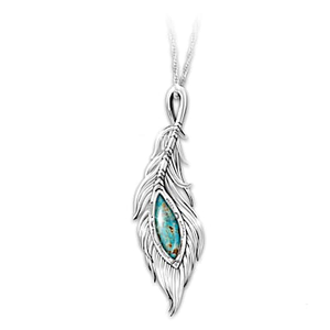 Genuine Turquoise Cabochon I Am With You Pendant Necklace