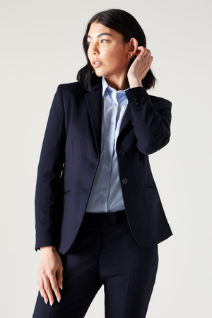 SJ Contemporary Women's Regular Two Button Suit Jacket, Navy