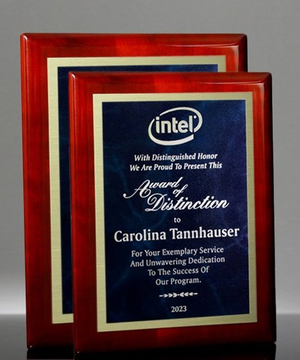 Gloss Rosewood Designer Plaque - Blue Marble Mist