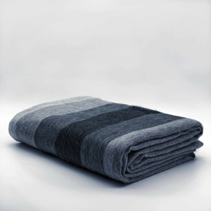 Gullian - Baby Alpaca Wool Throw Blanket / Sofa Cover - Queen 95 x 65 - Shades of Gray Thick Striped Pattern